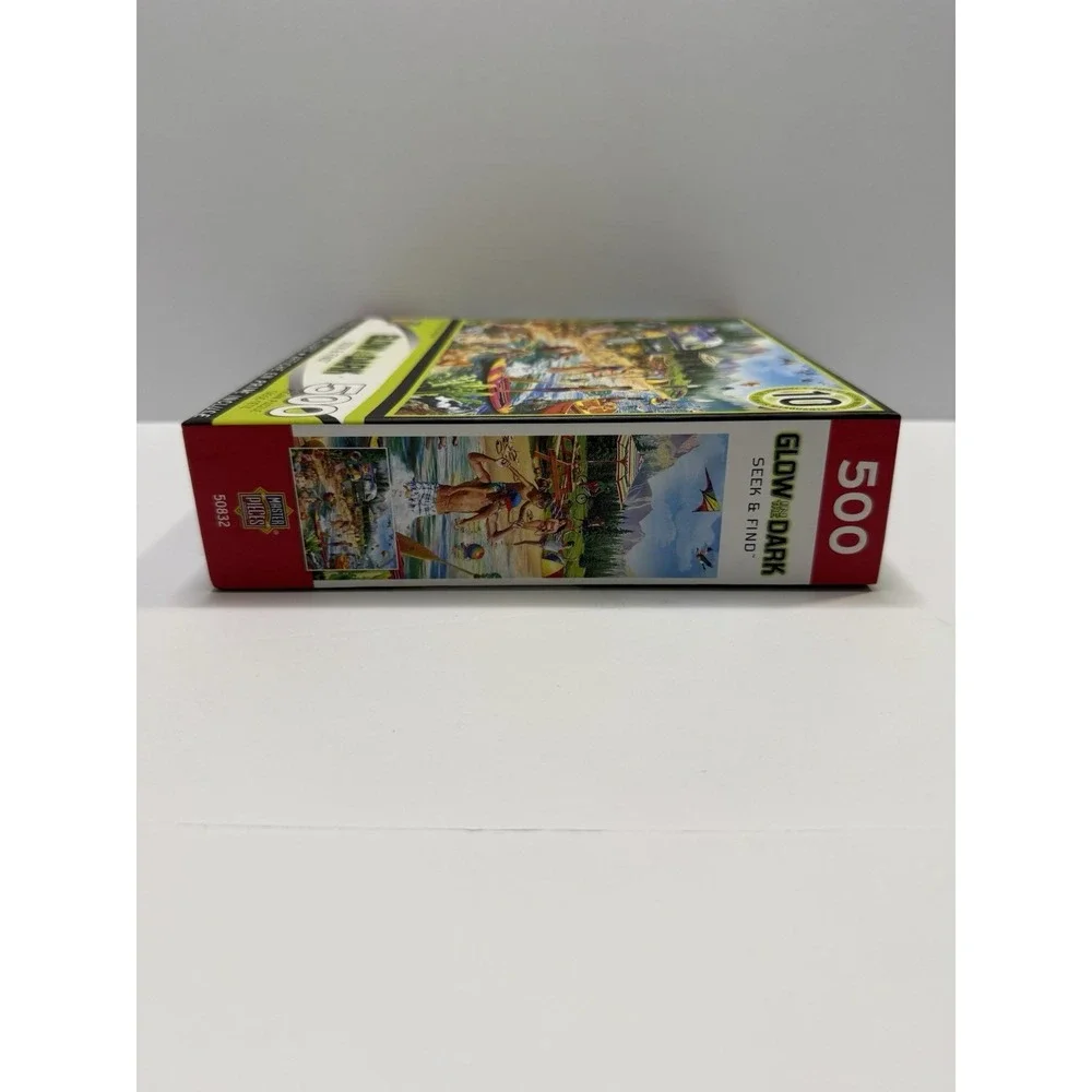 MasterPieces Glow In The Dark 500 Piece Puzzle Day at the Lake Seek & Find Bonus